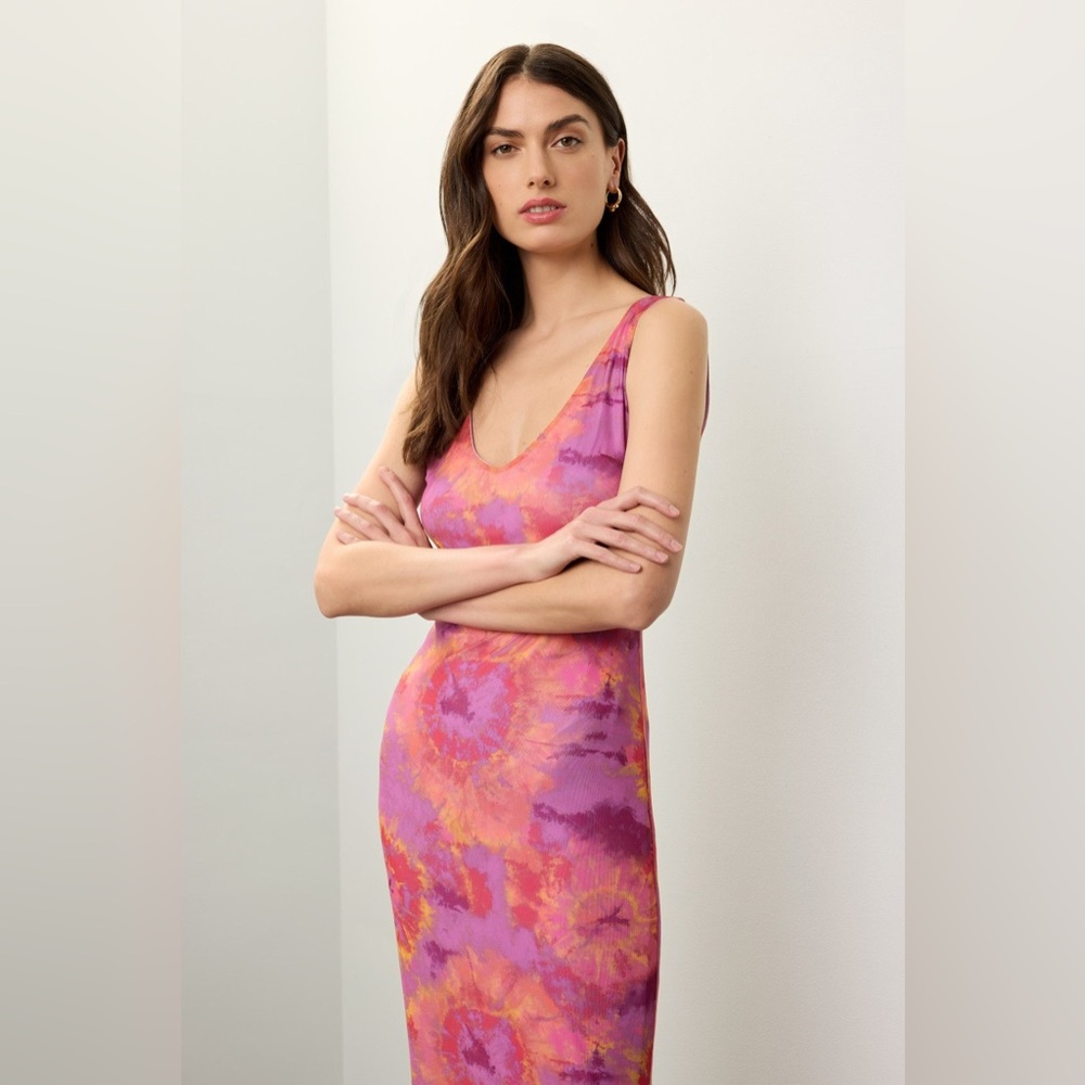 Ronny Kobo Tie Dye Mesh Maxi Dress